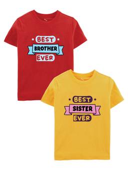 Zeezeezoo - Best Brother Ever and Best Sister Ever Kids T-Shirt (Pack of 2)