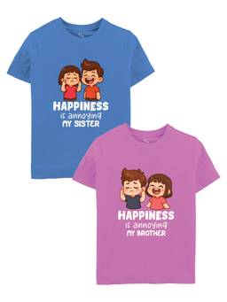 Zeezeezoo - Happiness is Annoying My Sister and My Brother T-shirt (pack of 2)