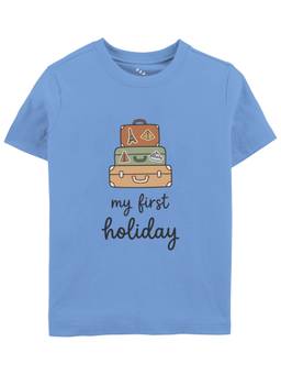 Zeezeezoo - Blue My First Holiday Printed Kids T-Shirt (1-2 Years)