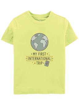 Zeezeezoo - Yellow My First International Trip Printed Kids T-Shirt