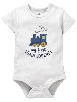 Zeezeezoo - My First Train Journey Printed Baby Onesie
