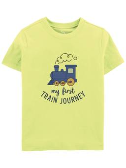 Zeezeezoo - Green My First Train Journey Printed T-Shirt