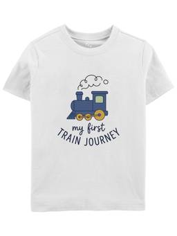 Zeezeezoo - White My First Train Journey Printed T-Shirt