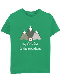 Zeezeezoo - Green My First Trip To The Mountains Printed Kids T-Shirt (1-2 Years)