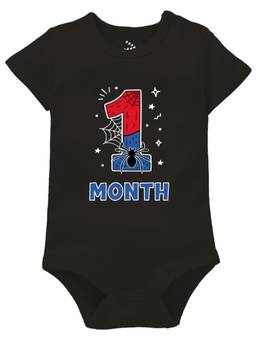 Zeezeezoo - Black 1 Monthly Birthday New Born Baby Onesie (6-12 Months)