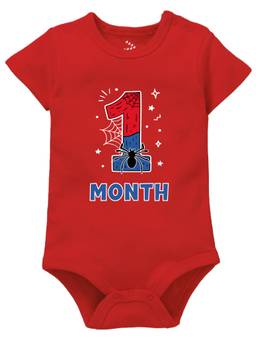Zeezeezoo - Red 1 Monthly Birthday New Born Baby Onesie (0-3 Months)