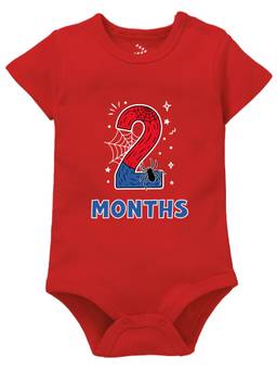 Zeezeezoo - Red 2 Monthly Birthday New Born Baby Onesie (0-3 Months)