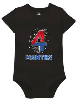 Zeezeezoo - Black 4 Monthly Birthday New Born Baby Onesie (3-6 Months)