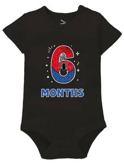 Zeezeezoo - Black 6 Monthly Birthday New Born Baby Onesie (3-6 Months)