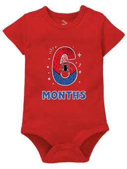 Zeezeezoo - Red 6 Monthly Birthday New Born Baby Onesie (6-12 Months)