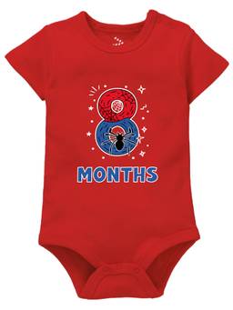 Zeezeezoo - Red 8 Monthly Birthday New Born Baby Onesie (6-12 Months)