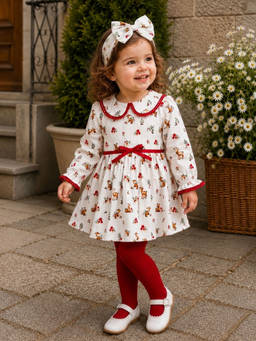 My Milestones - 100% Premium Cotton Full Sleeve Woodland Whimsy 3Pc Dress Set - Multi