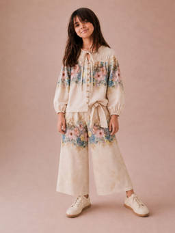 My Milestones - Full Sleeve Top and Tie Belt Pants Maison Botanique Co-Ord Set - Off White