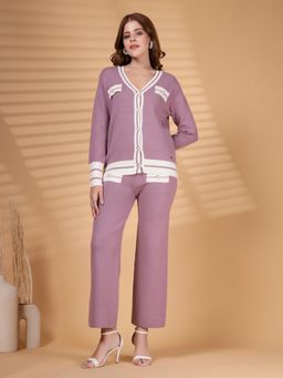 Juelle - Women Lavender Wool Solid Top with Pant