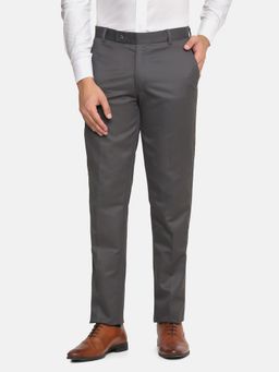 TAHVO - Men Grey Solid Formal Trouser