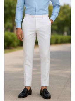 TAHVO - White Men Solid Formal Trouser