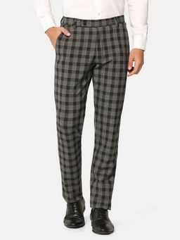 TAHVO - Grey Men Checks Casual Trouser