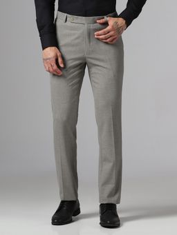 TAHVO - Men Grey Plain Formal Trouser