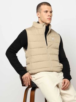 GAP - Beige Men Polyester High Neck Jacket