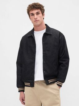 GAP - Black Men Cotton Collar Neck Jacket
