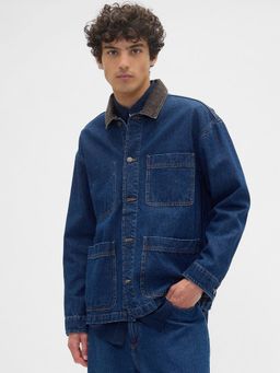 GAP - Blue Men Cotton Collar Neck Jacket