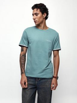 Dennis Lingo - Men Blue Solid Round Neck Half Sleeves Relaxed Fit T-Shirt