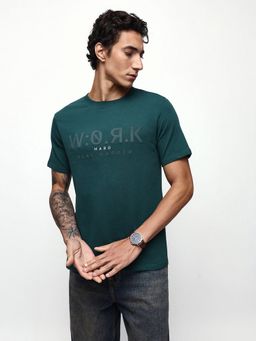Dennis Lingo - Men Green Printed Round Neck Half Sleeves Relaxed Fit T-Shirt
