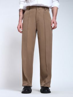 Perch - Light Brown Solid Pintuck Korean Trouser