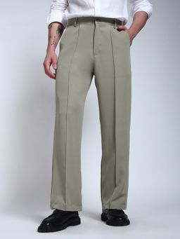Perch - Light Pista Green Solid Pintuck Korean Trouser