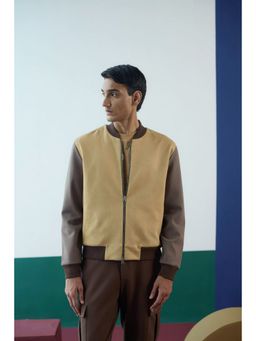 Muvazo - Brown Men Suede Mandarin Neck Jacket