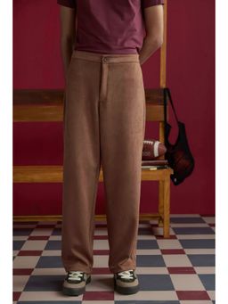 Muvazo - Auburn Suede Brown Men Solid Trouser