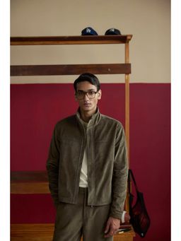 Muvazo - Beige Men Corduroy High Neck Jacket