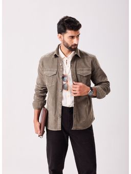 MH&Y - Grey Men Corduroy Collar Neck Shacket