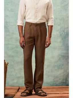 MH&Y - Brown Arrow Tab Linen Trouser