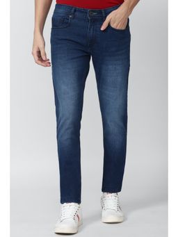 Peter England - Men Navy Dark Wash Low Skinny Fit Jeans
