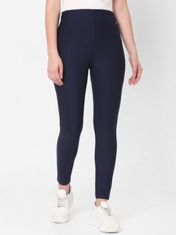 Spykar - Navy Blue Cotton Regular Jeggings for Women