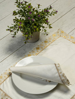 Pure Home + Living - Cream and Gold Nirvana Napkins (Single)