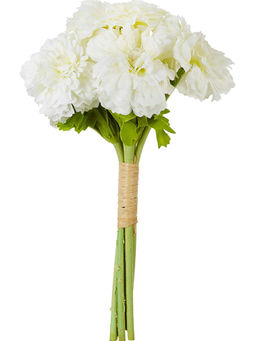 Fourwalls - Decorative Artificial Marigold Flower Bunches (6 Flowers, 30 cm Tall, White)