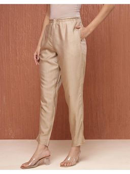 Fabindia - Viscose Blend Beige Solid Regular Fit Pant