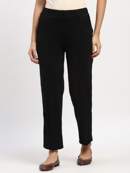ME & I - Black Acrylic Solid Straight Fit Pant