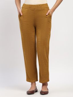 ME & I - Mustard Acrylic Solid Straight Fit Pant