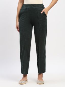 ME & I - Olive Acrylic Solid Straight Fit Pant