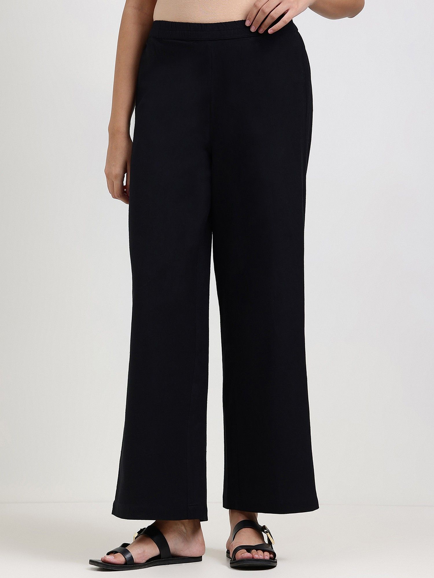 pink fort Black Linen Blend Solid Straight Fit Pant-picture-30