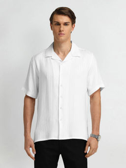 Arrow Newyork - White Manhattan Slim Fit Vertical Striped Shirt