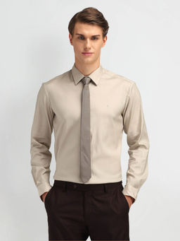 Arrow Newyork - Beige Manhattan Slim Fit Solid Shirt