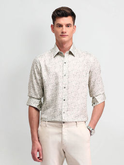 Arrow Newyork - Beige Printed Manhattan Slim Fit Shirt