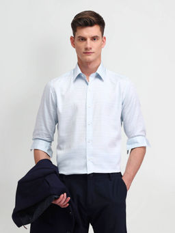 Arrow Newyork - Blue Horizontal Self Design Manhattan Slim Fit Shirt