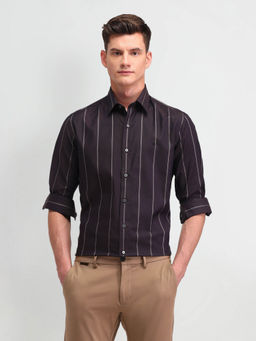 Arrow Newyork - Purple Vertical Striped Manhattan Slim Fit Shirt