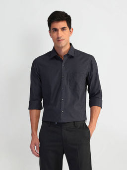 Arrow - Black Vertical Stripe Cotton Formal Shirt