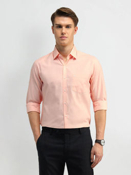 Arrow - Peach Textured Manhattan Slim Fit Shirt